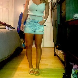 American Eagle High Rise Stretch Mom Shorts